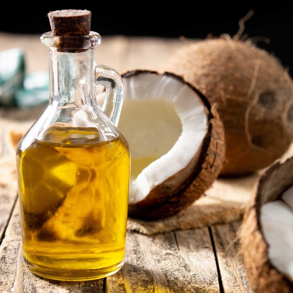 coconut oil in a transparent bottle