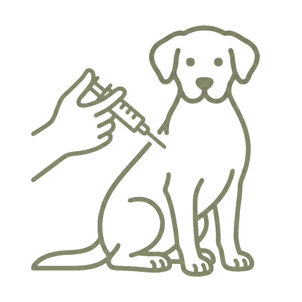 icon dog receives a vaccination injection